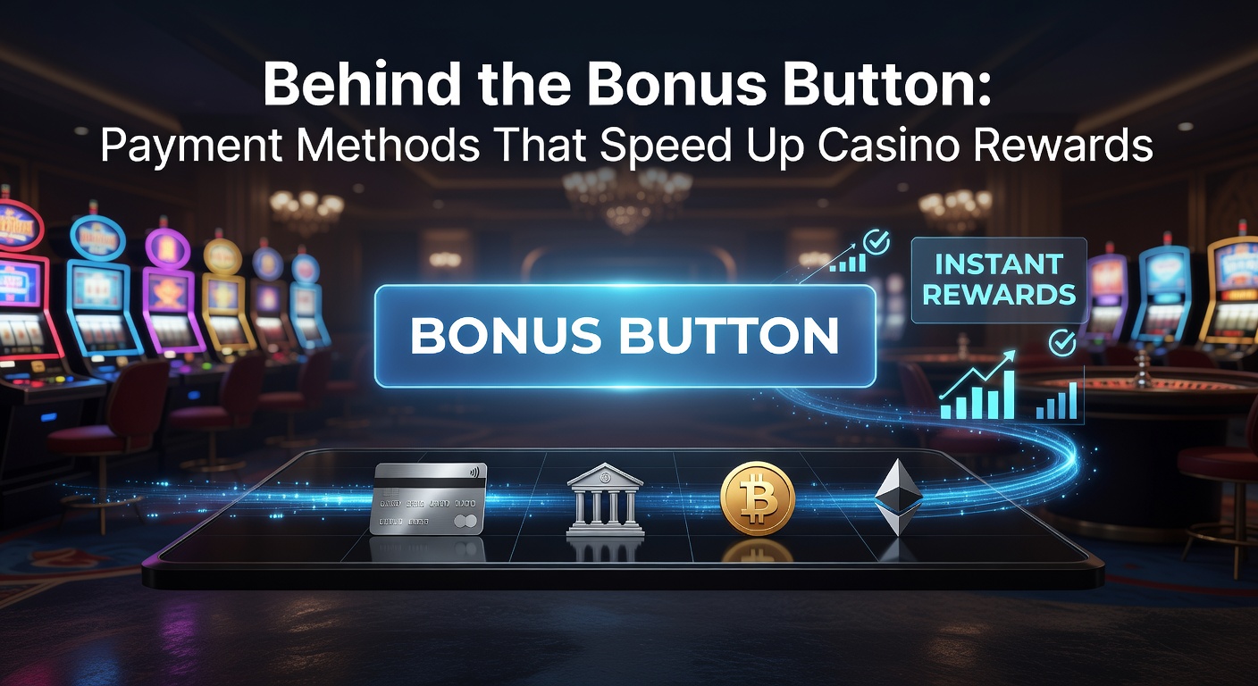 Digital interface showing a glowing bonus button on a casino app, highlighting instant payment icons like crypto wallets and bank transfers