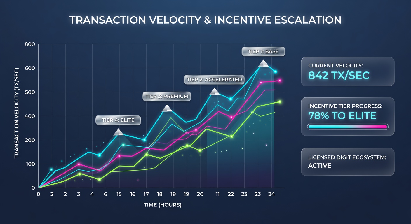 Chart displaying transaction speed correlations with incentive tier progression in licensed gaming platforms