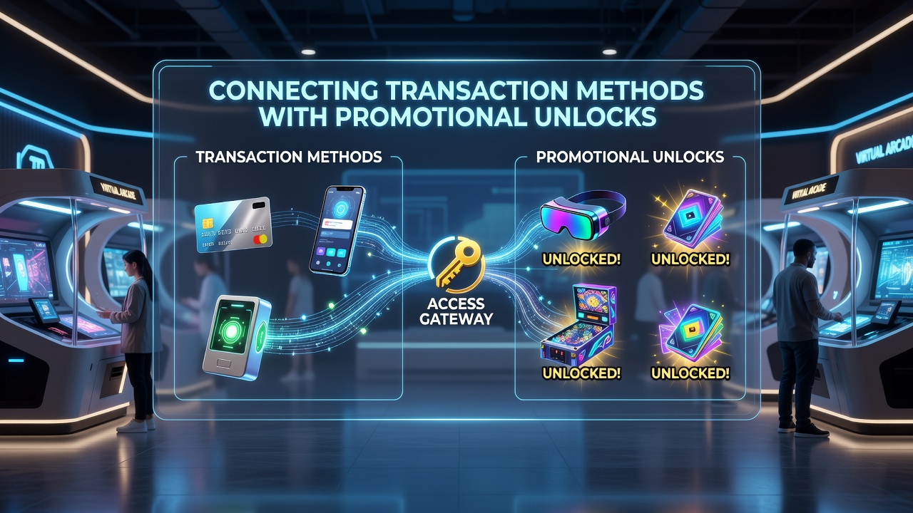 Diagram depicting payment flow from user account through transaction processor to bonus credit in a virtual venue dashboard