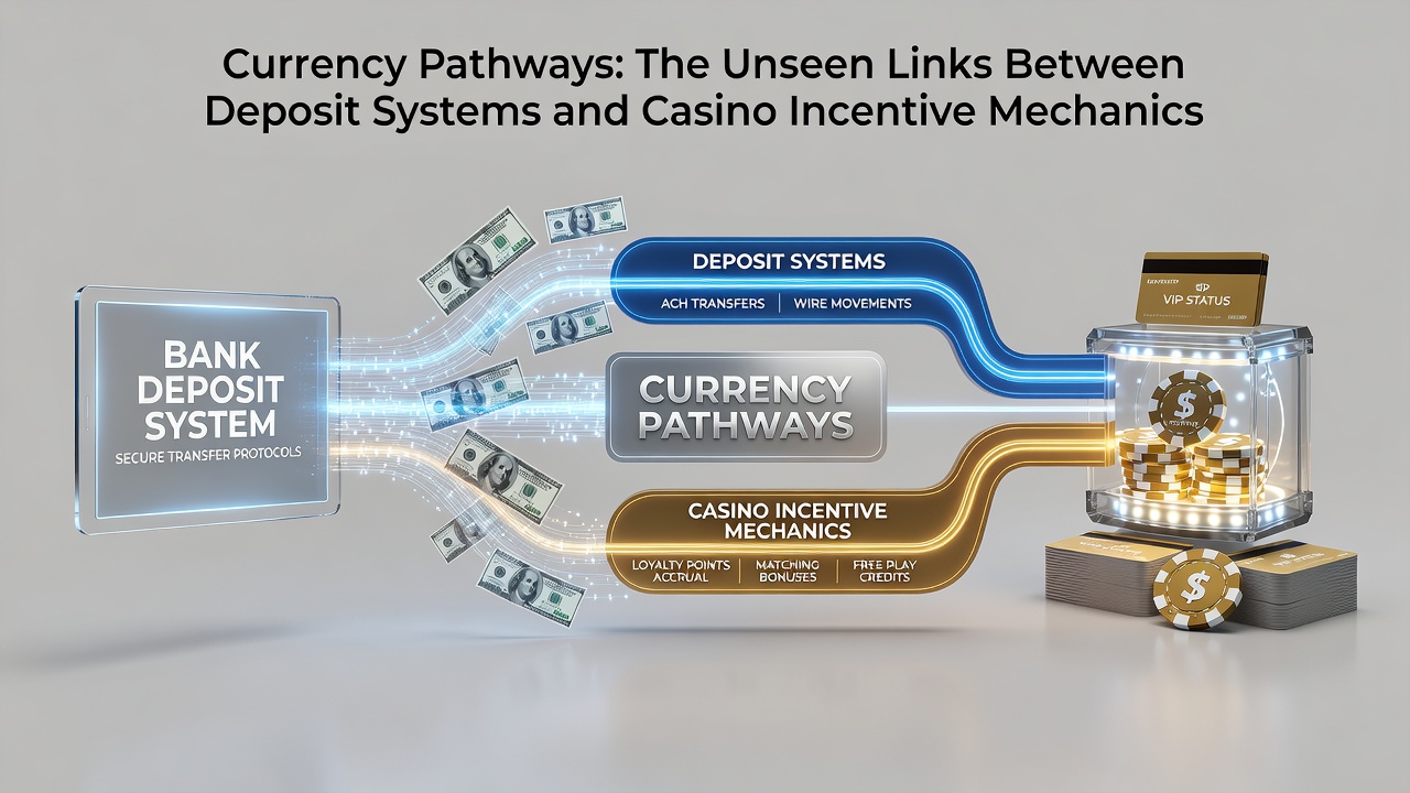 Diagram showing connections between various deposit systems and casino bonus structures