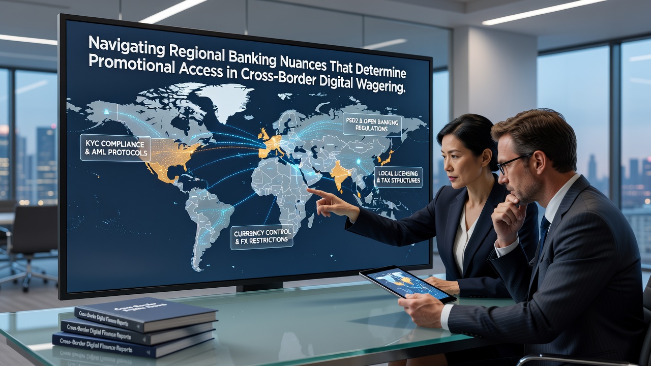Diagram showing regional banking differences and their impact on cross-border digital wagering promotions