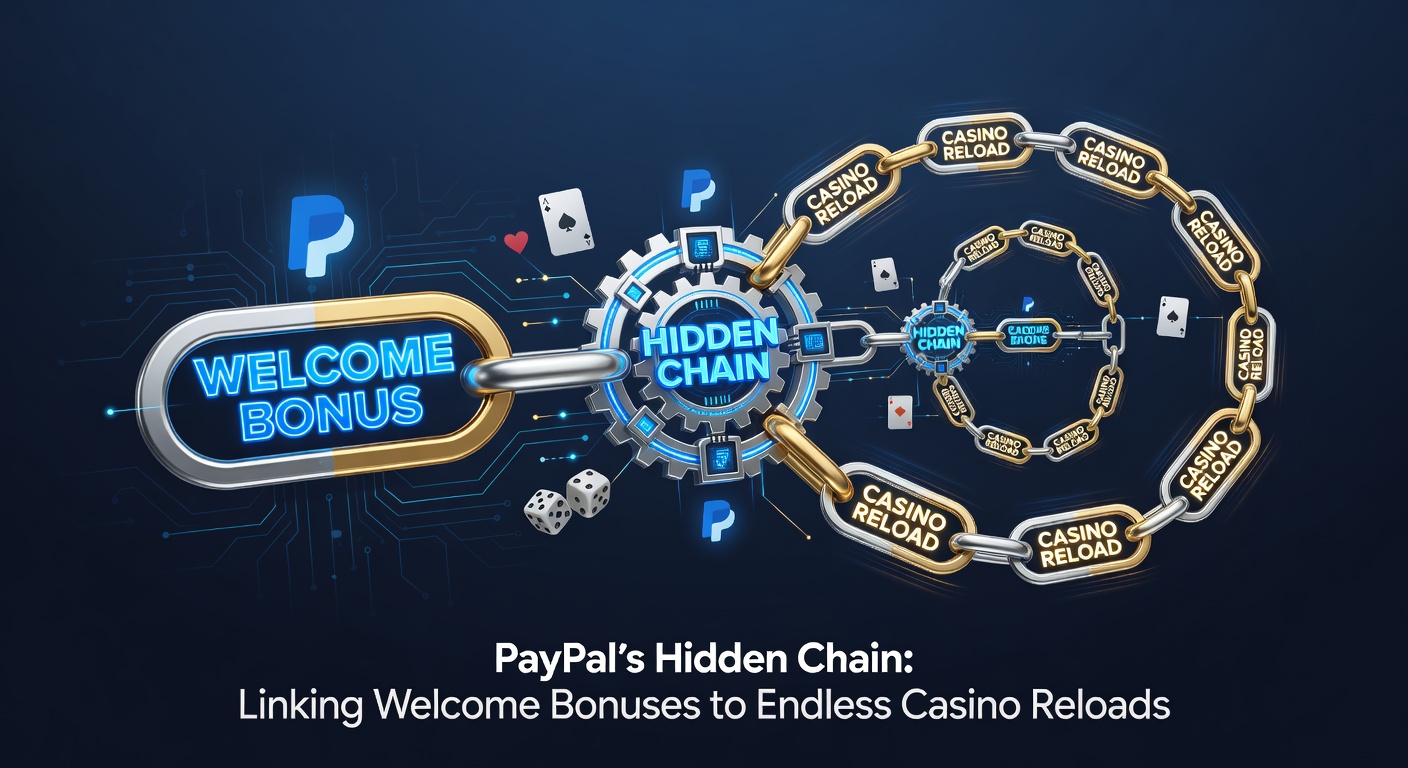 Screenshot of a casino dashboard showing PayPal deposit options alongside stacked bonus notifications for welcome and reload offers