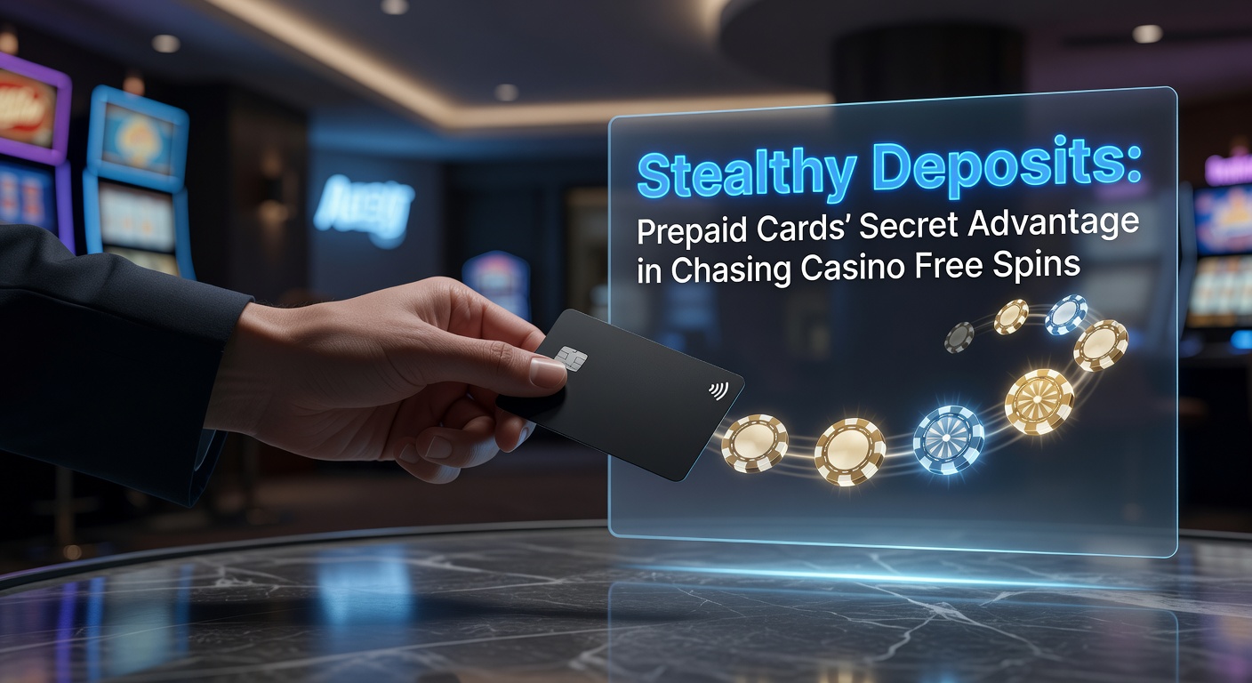 A sleek prepaid card resting on a casino chip stack, symbolizing discreet deposits for free spins