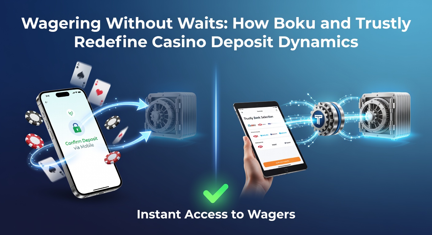 Illustration of seamless mobile phone deposit into an online casino interface, highlighting instant transaction flow with Boku and Trustly icons