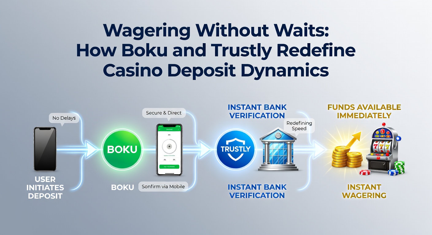 Graphic comparing Boku mobile billing and Trustly bank transfer timelines, showing zero-wait deposits leading to immediate casino gameplay
